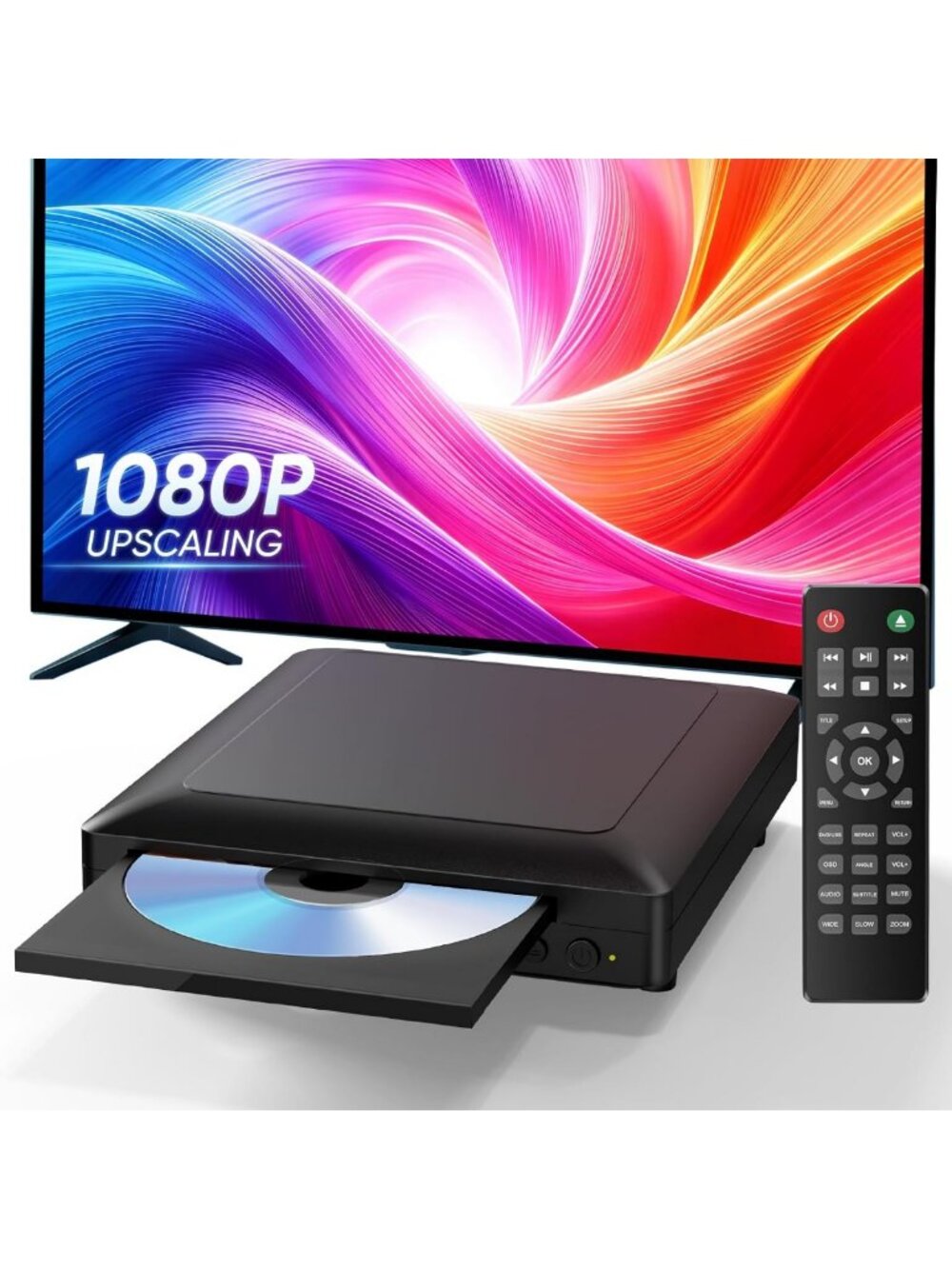 Compact All Region Free Mini DVD Player for TV, 1080P HD, USB Input & Remote